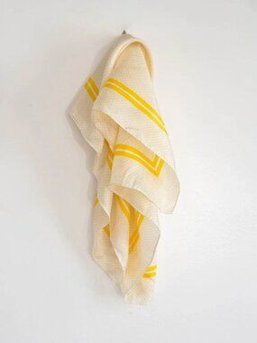 Echo Vintage Yellow Cream Polka Dot Silk Feel Square Scarf 26x26